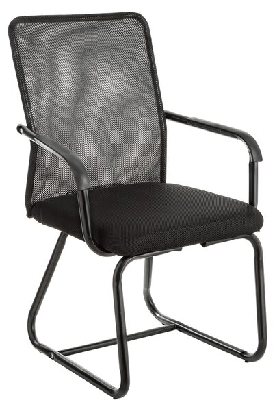 Sedia da ufficio con braccioli, ergonomica, in tela, dimensioni 47x60x92 cm, colore nero