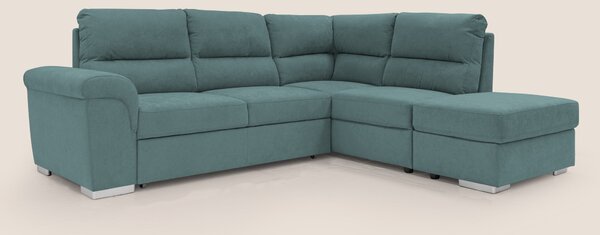 Minerva divano angolare con estraibile a cassettone e pouf contenitore