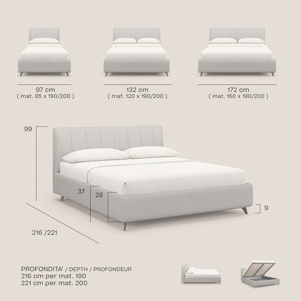 Bogart letto imbottito contenitore completamente sfoderabile in microf