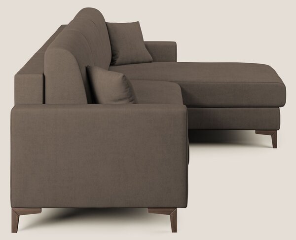 Kafka divano letto angolare in morbido tessuto impermeabile T02 marron