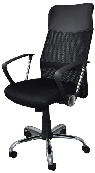 Sedia da ufficio Corfu, nera, ergonomica, con meccanismo basculante