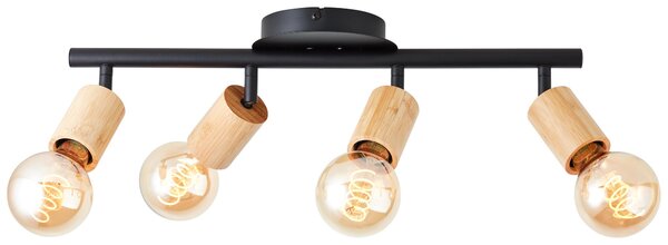 Tubi per faretti Brilliant Lampe Tiffany 4flg nero opaco/marrone naturale 4x A60, E27, 28 W