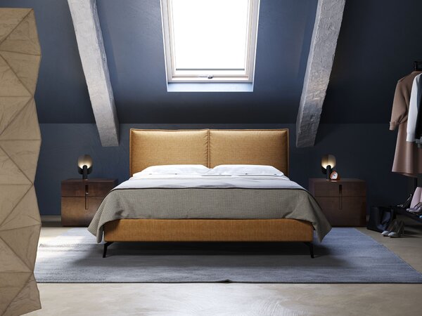 Cloe letto imbottito con piedi in metallo sfoderabile in tessuto fiamm