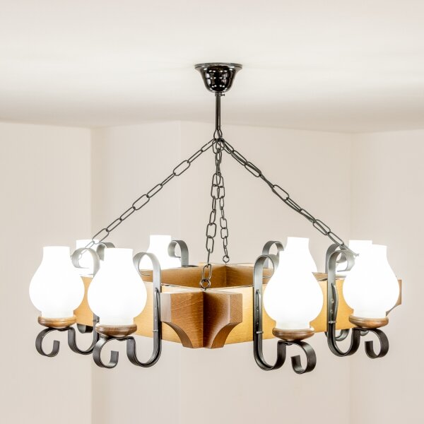 Brilagi - Lampadario a sospensione con catena QUEEN 8xE14/40W/230V faggio/noce