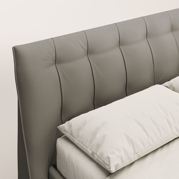 Clizia letto imbottito di design con vano contenitore in ecopelle impe