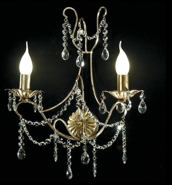 Applique classico flami illuminazione iride 6980 a2f e14 led metallo cristallo lampada parete - Flami Illuminazione