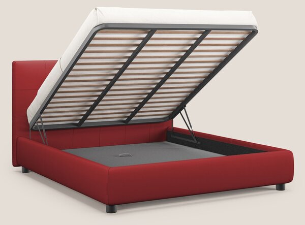 Minato letto imbottito contenitore con testata trapuntata in ecopelle