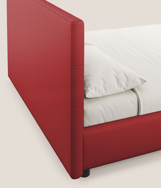 Minato letto imbottito contenitore con testata trapuntata in ecopelle