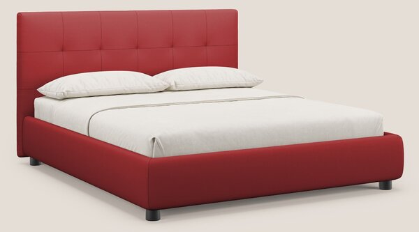 Minato letto imbottito contenitore con testata trapuntata in ecopelle