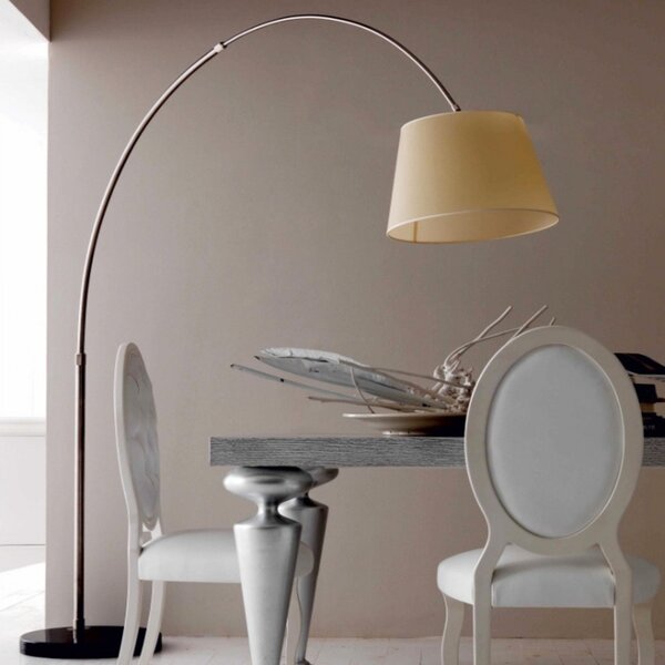 Piantana arco illuminando boing p e27 led telescopica base marmo nera paralume - Illuminando