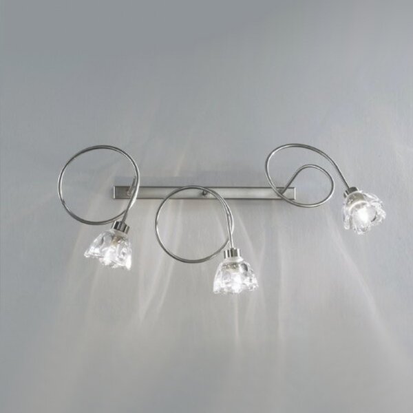Applique illuminando ginevra clara 3 g9 led lampada parete vetri fiore trasparente bracci modellabili - Illuminando