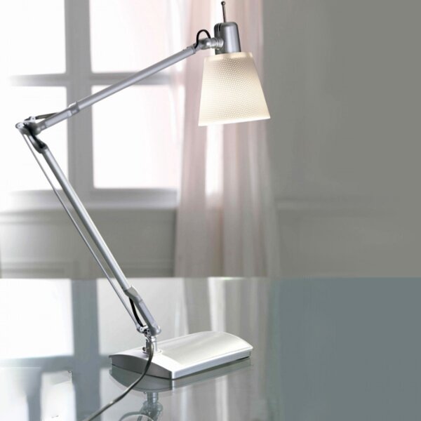 Abat-jour illuminando lola lu e27 led lampada scrivania moderna orientabile metallo bianco arancione alluminio interno - Illuminando