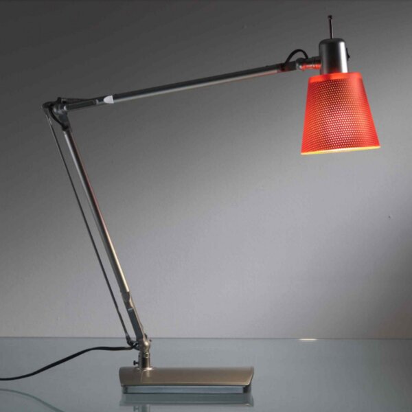 Abat-jour illuminando lola lu e27 led lampada scrivania moderna orientabile metallo bianco arancione alluminio interno - Illuminando