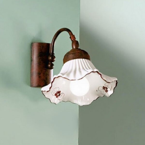 Applique classica due p illuminazione anna ap1 e14 led metallo ceramica lampada parete - Due P Illuminazione