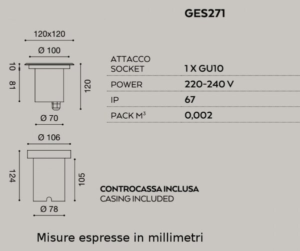 Faretto incasso acciaio gea led egoi ges271 gu10 led ip67 spot calpestabile esterno - Gea Led