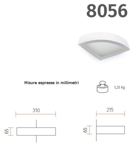 Applique angolo gesso belfiore 9010 erida angle 8056.42 e27 led biemissione lampada parete - Belfiore - 9010