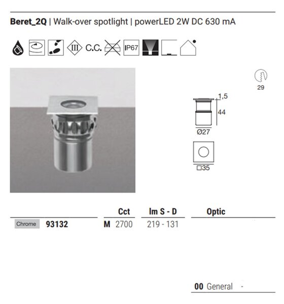 Faretto incasso linea light beret 2q 93132 ip67 led calpestabile spot acciaio - I-led - Maestro