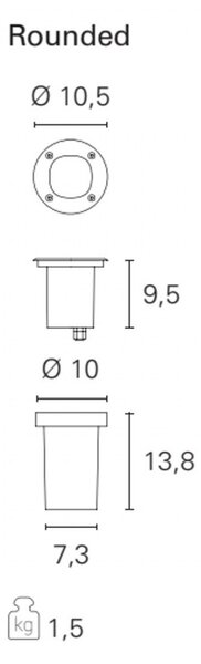 Faretto incasso led moderno pan international king est001 gu10 tondo calpestabile esterno ip67 - Pan International
