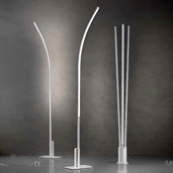 Piantana moderna fratelli braga traccia 2053 t2 b19 10 led dimmerabile metallo metacrilato - Fratelli Braga
