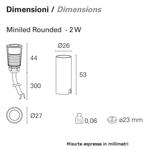 Faretto incasso led moderno pan international miniled rounded alluminio spot calpestabile - Pan International