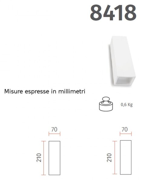 Applique gesso belfiore 9010 fera 8418.54 g9 led lampada parete biemissione - Belfiore - 9010