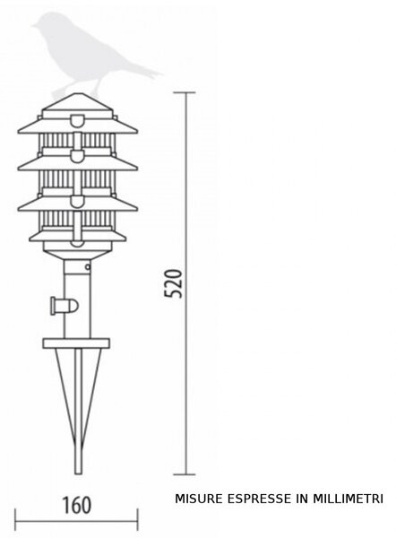 Lampada picchetto lampadari bartalini minilite 6002 p blk db.0011 e27 led duralighting lampada terra - Lampadari Bartalini Esterno