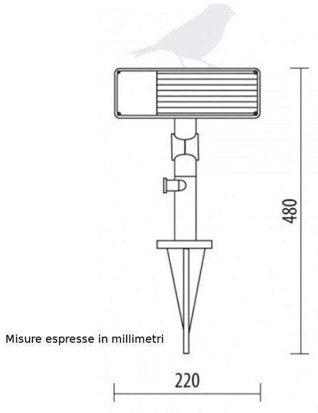 Lampada picchetto lampadari bartalini par pl p blk db.0083 e27 led duralighting orientabile lampada terra - Lampadari Bartalini Esterno