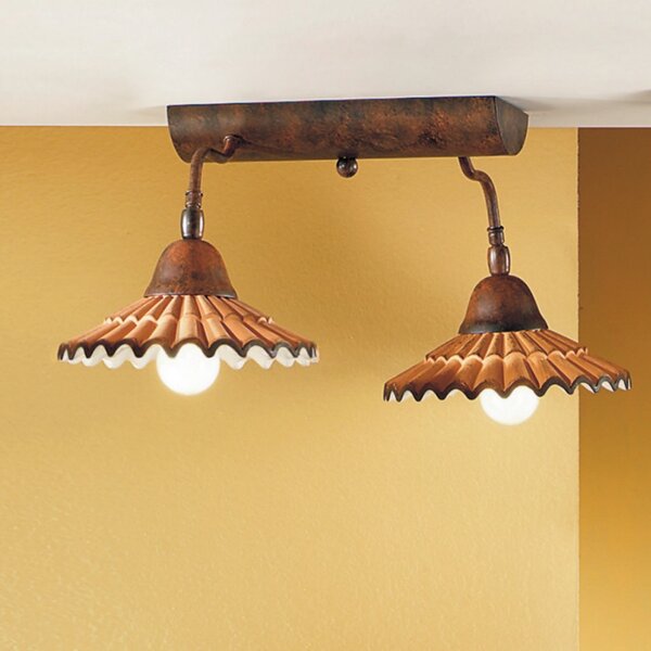 Plafoniera rustica due p illuminazione vania pl2 e14 led ceramica lampada soffitto - Due P Illuminazione