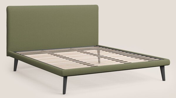 Noel letto minimal scandinavo con piedi in mogano e tessuto fiammato i