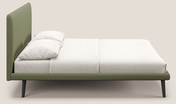 Noel letto minimal scandinavo con piedi in mogano e tessuto fiammato i