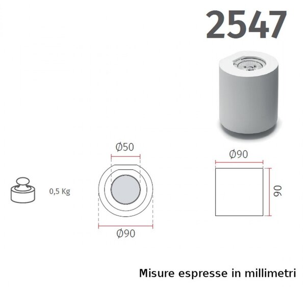 Applique gesso belfiore 9010 lonia 2453 2547 gu10 led lampada parete - Belfiore - 9010