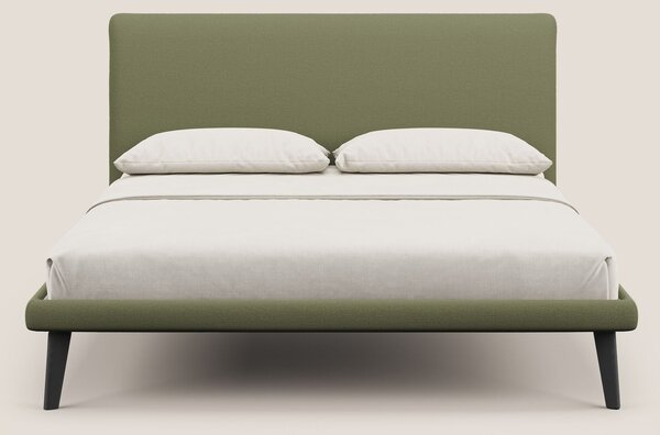 Noel letto minimal scandinavo con piedi in mogano e tessuto fiammato i