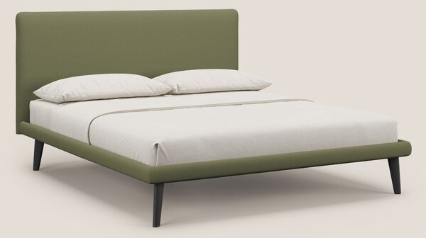 Noel letto minimal scandinavo con piedi in mogano e tessuto fiammato i