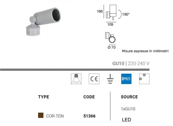 Applique classico linea light group vision wj 51366 gu10 led faretto orientabile alluminio - Linea Light Group