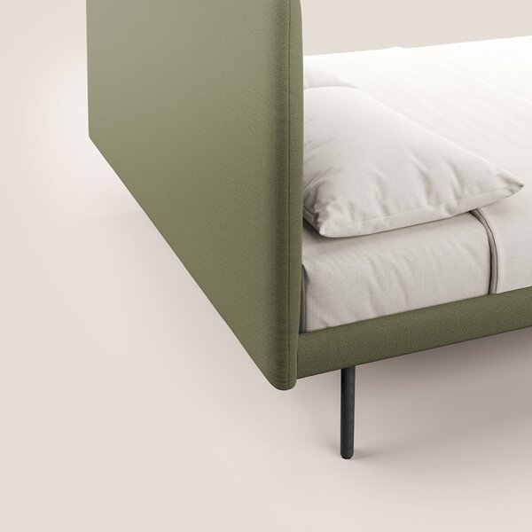 Noel letto minimal scandinavo con piedi in mogano e tessuto fiammato i