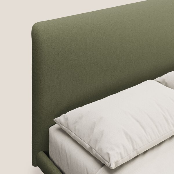 Noel letto minimal scandinavo con piedi in mogano e tessuto fiammato i