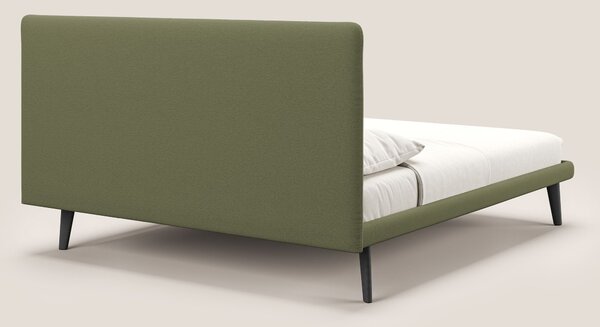 Noel letto minimal scandinavo con piedi in mogano e tessuto fiammato i