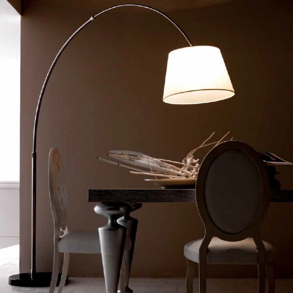Piantana arco illuminando boing p e27 led telescopica base marmo nera paralume - Illuminando
