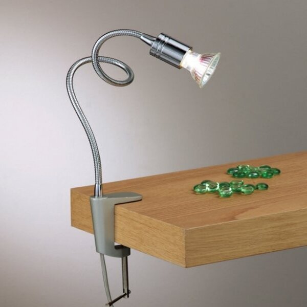 Abat-jour morsetto illuminando ginevra flexi gu10 led 7w metallo cromo moderno orientabile interno - Illuminando