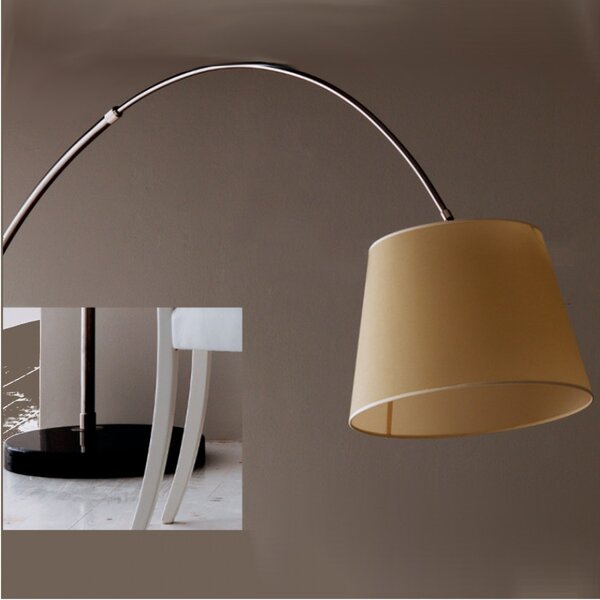 Piantana arco illuminando boing p e27 led telescopica base marmo nera paralume - Illuminando