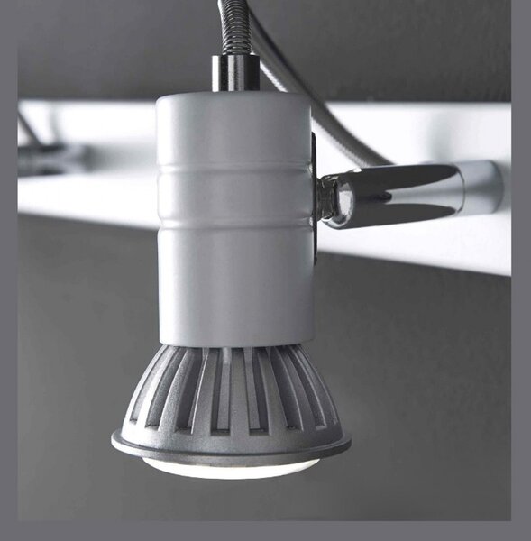Binario illuminando zelig 2 gu10 led 7w 3000°k faretti orientabili moderni metallo cromo bianco interno - Illuminando