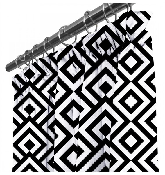 Tenda con nastro nero+bianco, romby