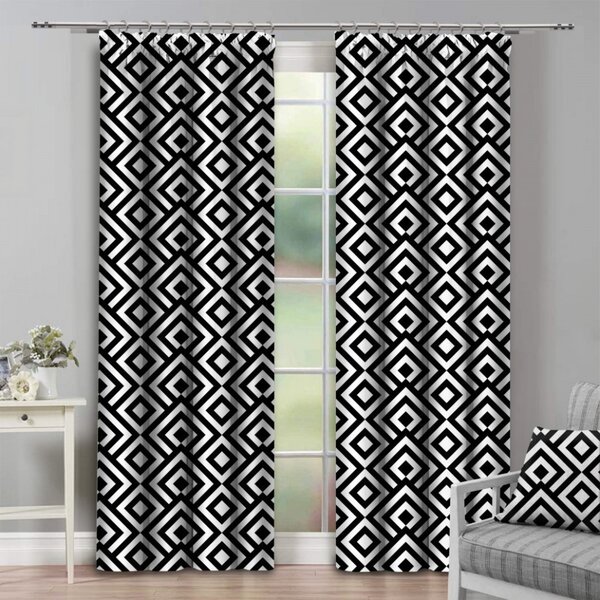 Tenda con nastro nero+bianco, romby