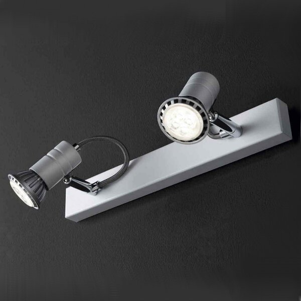 Binario illuminando zelig 2 gu10 led 7w 3000°k faretti orientabili moderni metallo cromo bianco interno - Illuminando