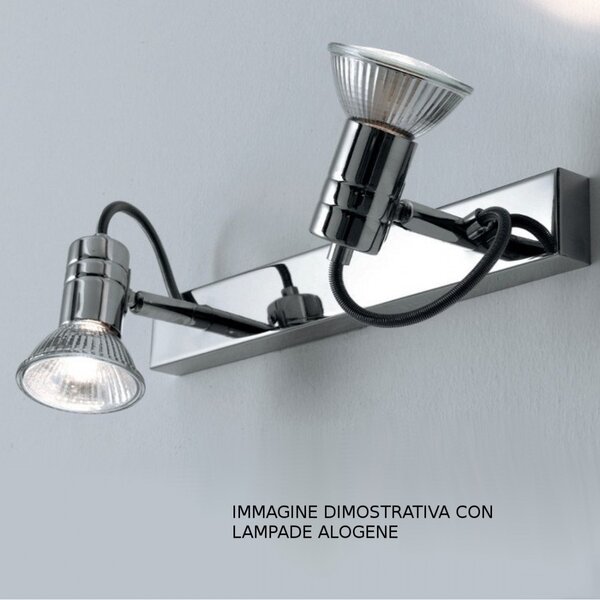Binario illuminando zelig 2 gu10 led 7w 3000°k faretti orientabili moderni metallo cromo bianco interno - Illuminando