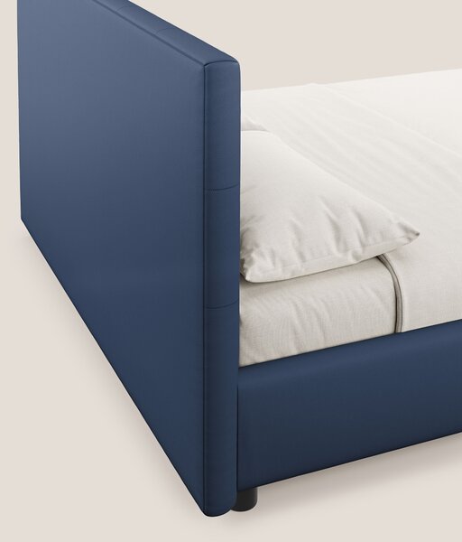 Minato letto imbottito contenitore con testata trapuntata in ecopelle