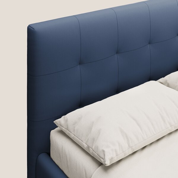 Minato letto imbottito contenitore con testata trapuntata in ecopelle