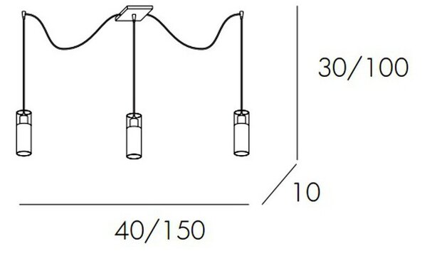Lampadario top light cilinder 1078 s3 e27 vetro cilindro moderno - Top Light