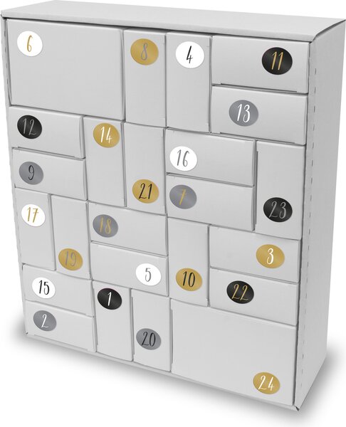 Itenga SET Calendario dell'Avvento per riempire i cuboidi (bianco) + adesivo Z52
