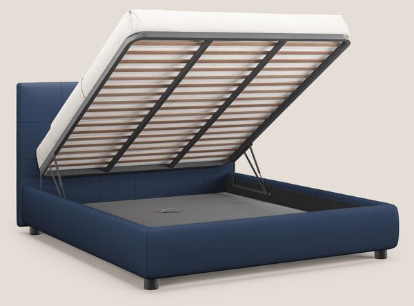 Minato letto imbottito contenitore con testata trapuntata in ecopelle